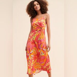 FARM Rio Fruit Brush Cutout Midi Sundress